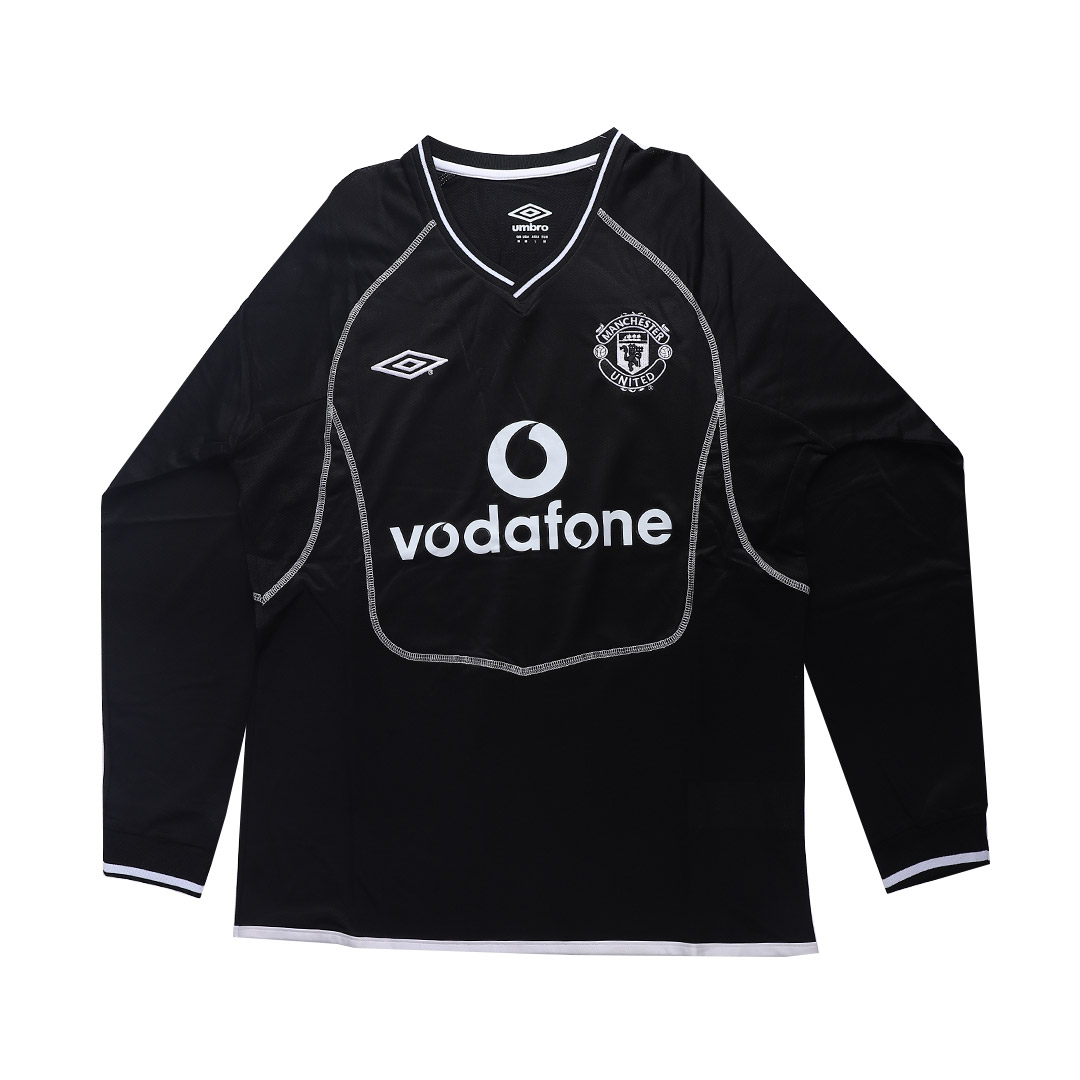 0001 Manchester United Long Sleeve Goalkeeper Jersey Black Retro Jerseys