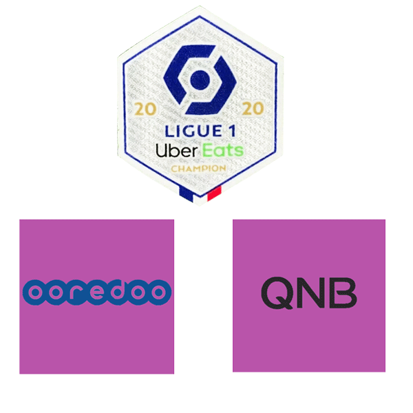 2020 French Ligue 1 Champion Badge & OOREDOO Sponsor(Black) & QNB Sponsor(Black)