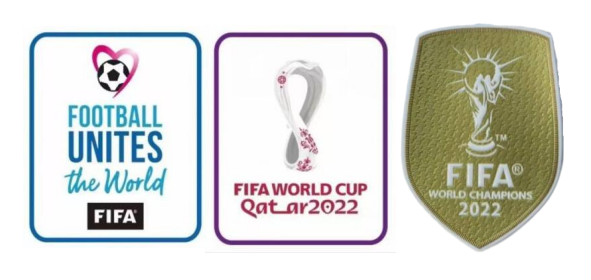 2022 Qatar World Cup White & Football Unites The World White Badges & 2022 World Cup Champion(Golden)