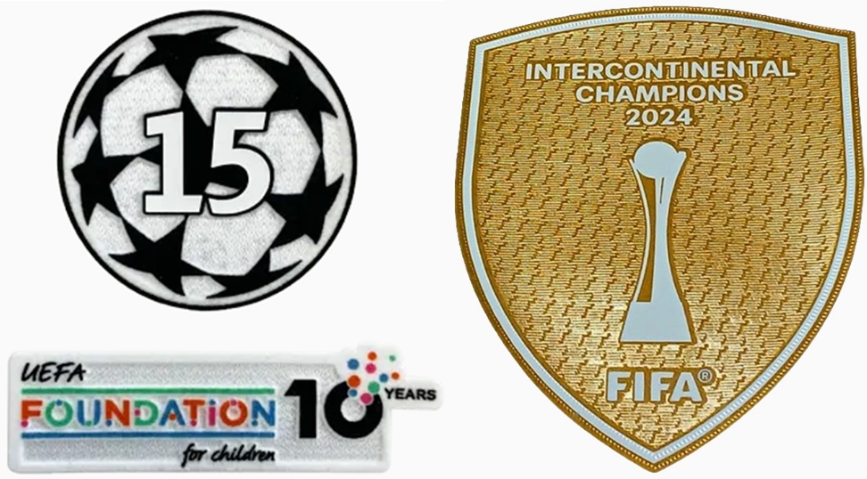 25/26 UCL 15 & UEFA Foundation 10 Years Badge & 2024 Intercontinental Champions Badge