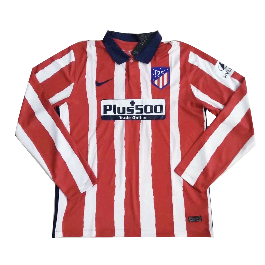 Atletico Madrid Home Long Sleeve Soccer Jersey 2020 21 Gogoalshop