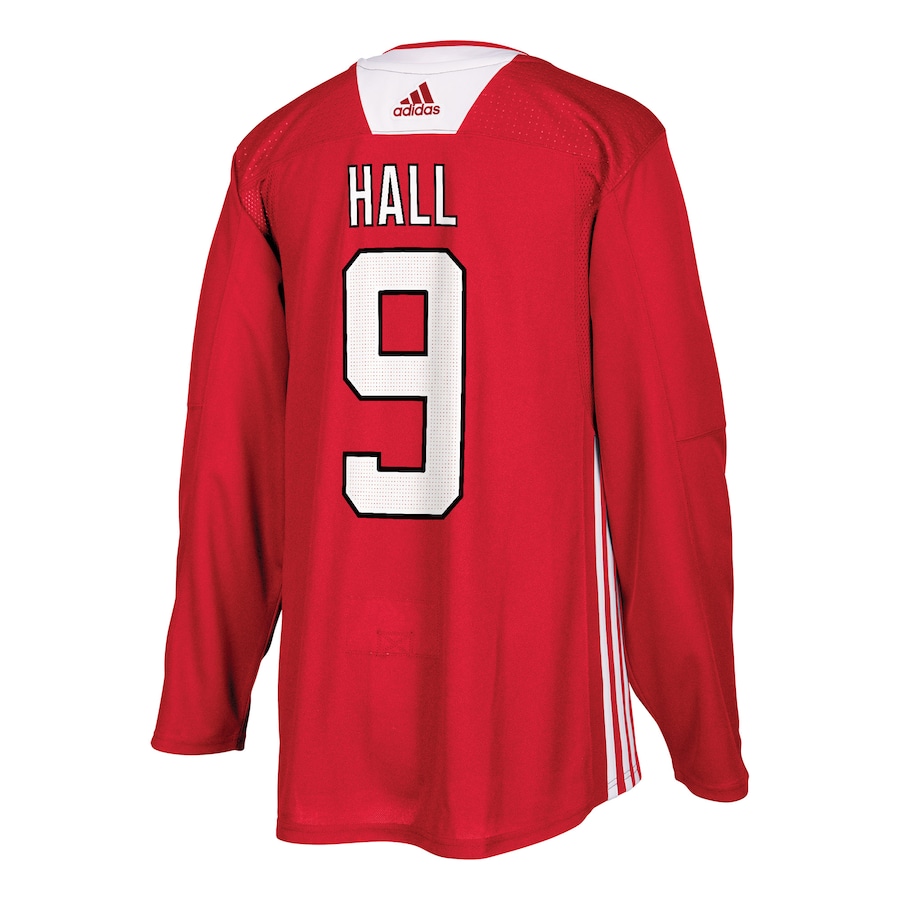 gogoalshop   Taylor Hall #9 New Jersey Devils adidas Practice Player Jersey - Red