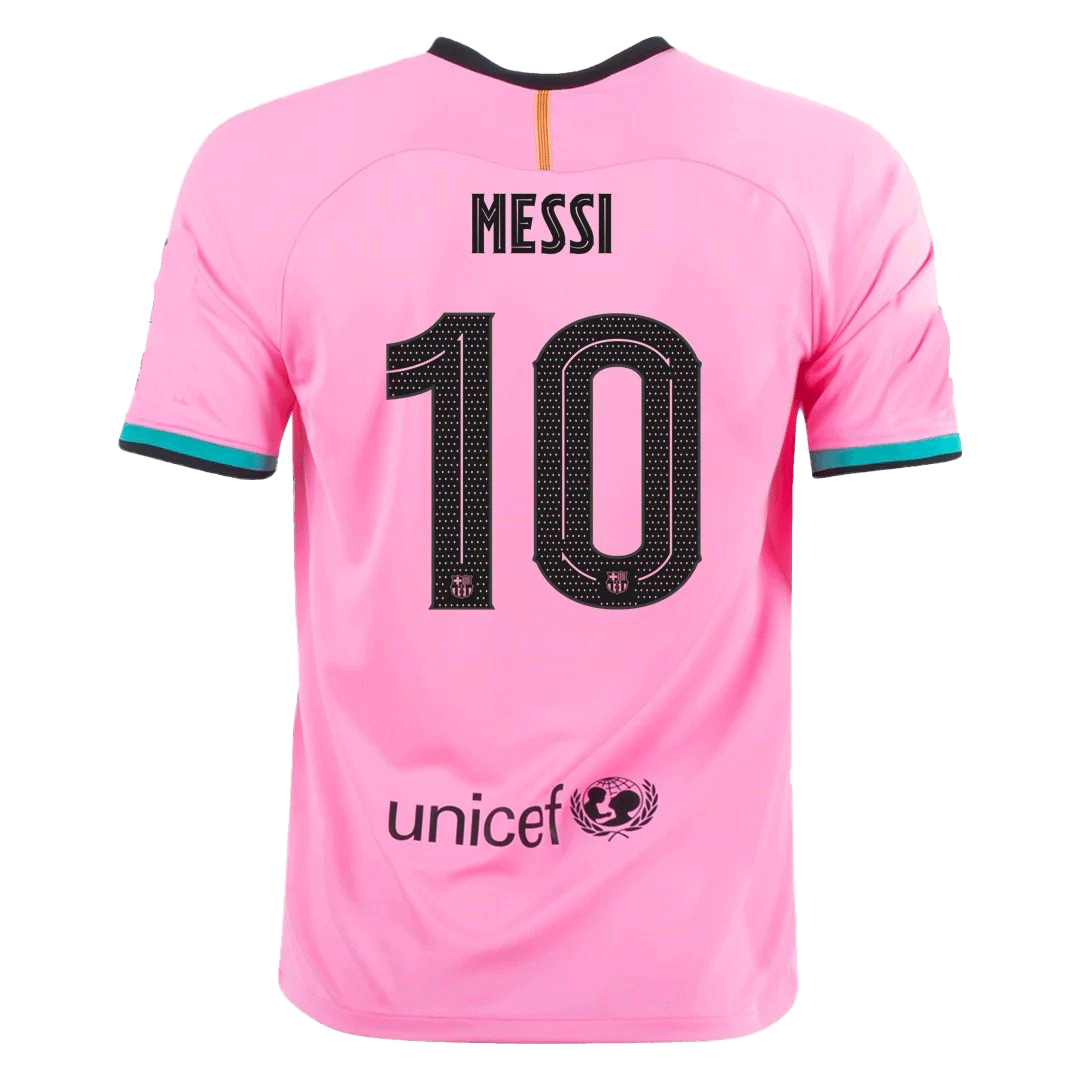 gogoalshop | 20/21 Barcelona Third Away UCL Lionel Messi #10 Pink