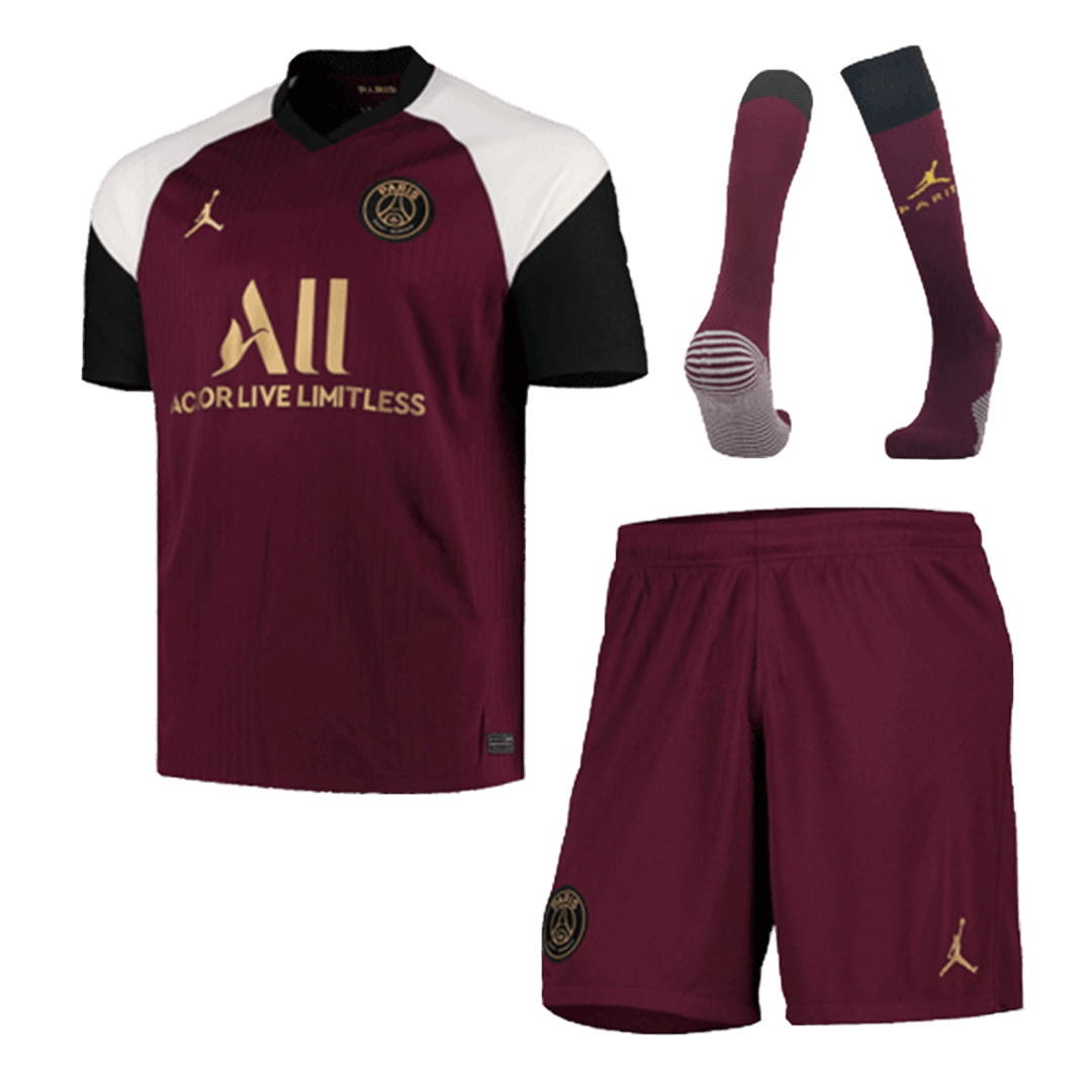 gogoalshop - 20/21 PSG Third Away Dark Red Soccer Jerseys Whole Kit ...