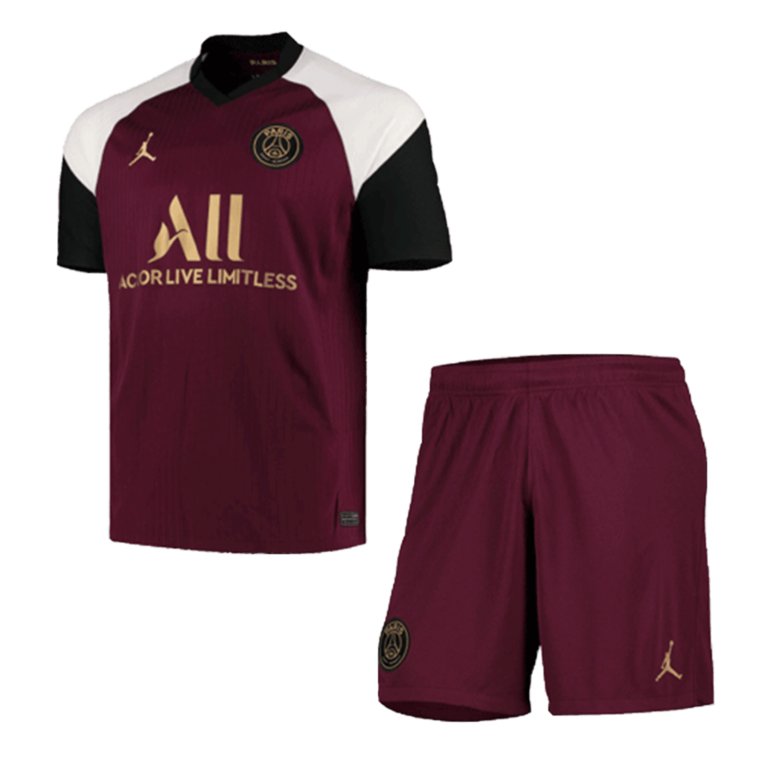 gogoalshop  20/21 PSG Third Away Dark Red Soccer Jerseys Kit(Shirt