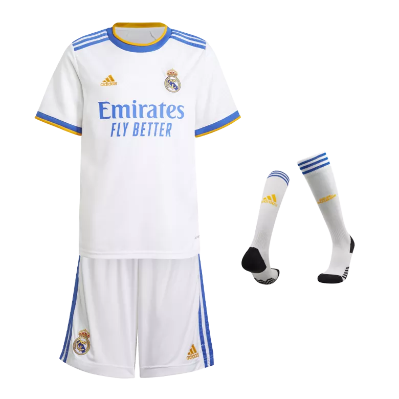 Real Madrid Home Kids Soccer Jerseys Full Kit 2021/22 - gogoalshop