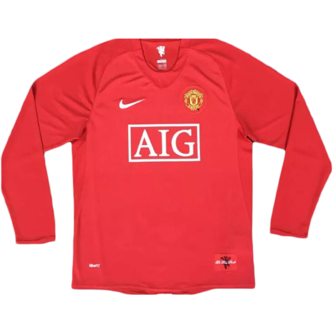 Retro RONALDO #7 Manchester United Home Long Sleeve Jersey 2007/08 By Nike  | Manchester United