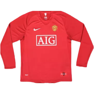 Vintage Soccer Jersey Manchester United Home Long Sleeve 2007/08 - gogoalshop