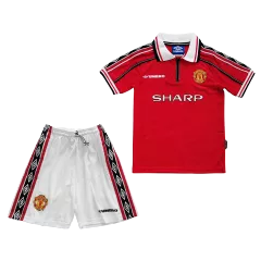 Retro Manchester United Home Kit 1998 By Umbro Kids - gogoalshop