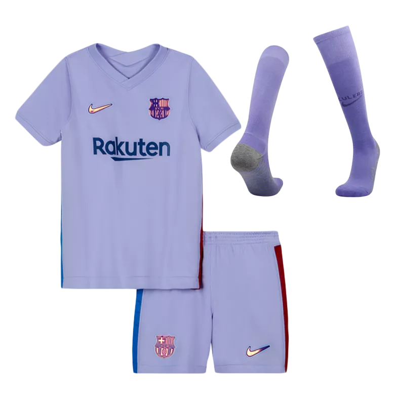 Barcelona Away Kids Soccer Jerseys Kit 2021/22 - gogoalshop