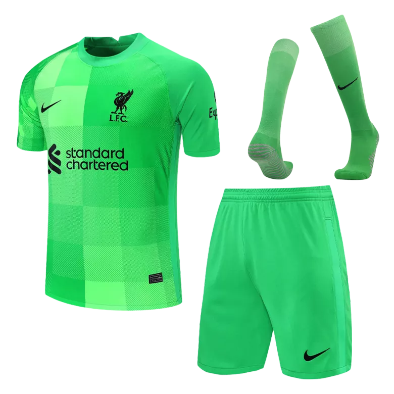 Liverpool Goalkeeper Kids Soccer Jerseys Full Kit 2021/22 - gogoalshop