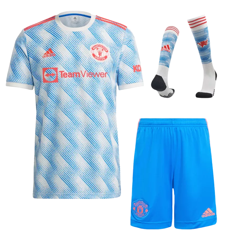 RONALDO #7 Manchester United Away Kids Soccer Jerseys Full Kit 2021/22 - gogoalshop