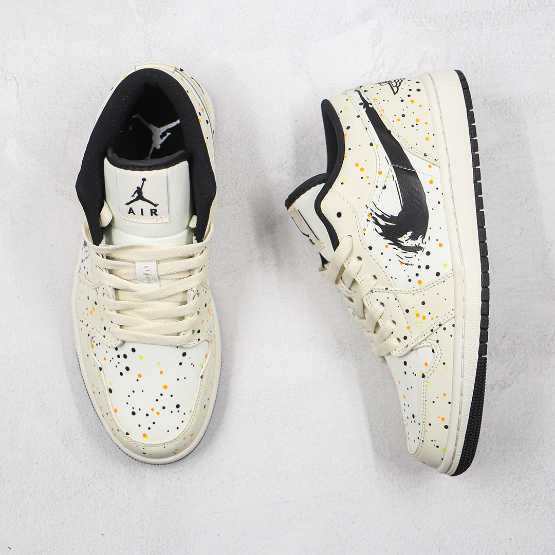 Sneakers By Nike Air Jordan 1 Low Brushstroke Swoosh Paint Splatter |  Gogoalshop