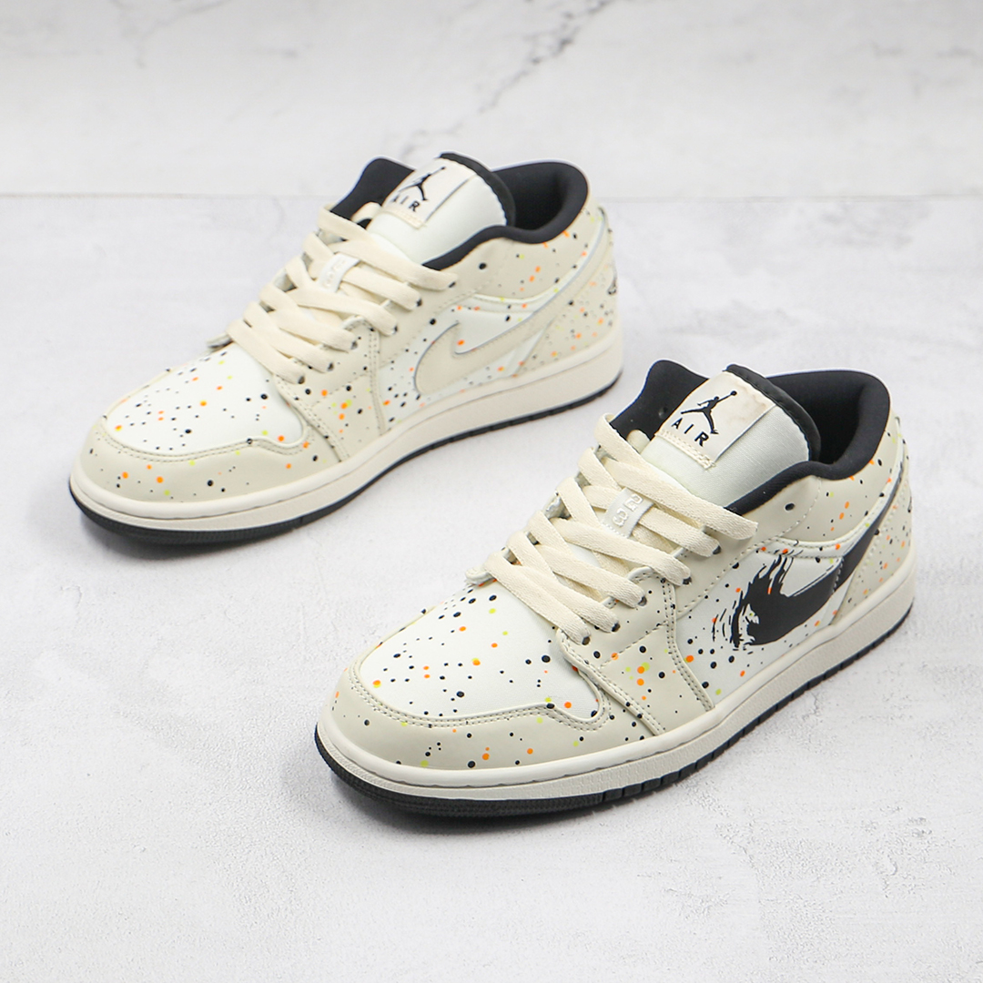 Sneakers By Nike Air Jordan 1 Low Brushstroke Swoosh Paint Splatter |  Gogoalshop