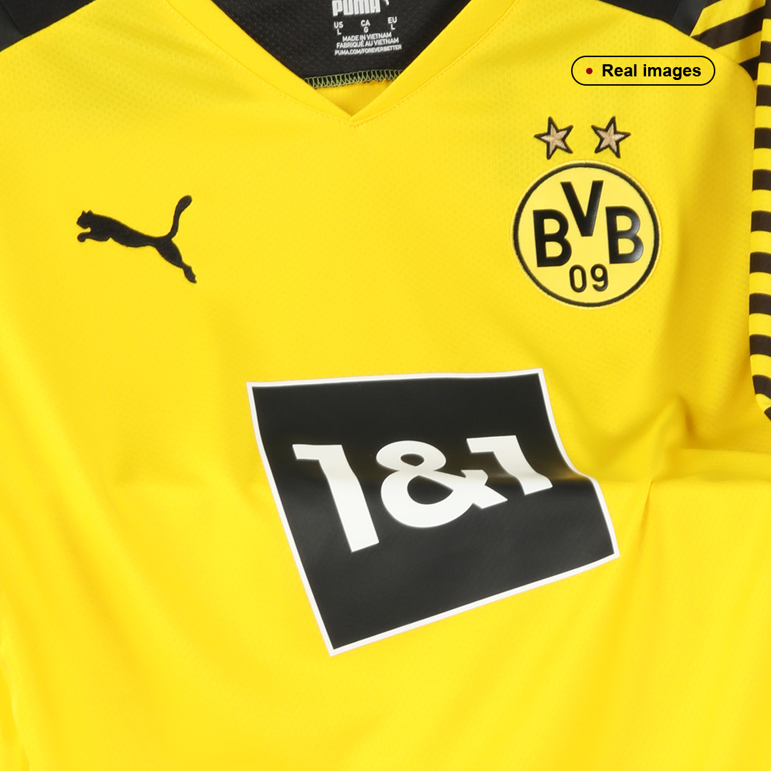 Borussia Dortmund Home Shirt 2021-22 Football Short Sleeve V-Neck T-Shirt Top 