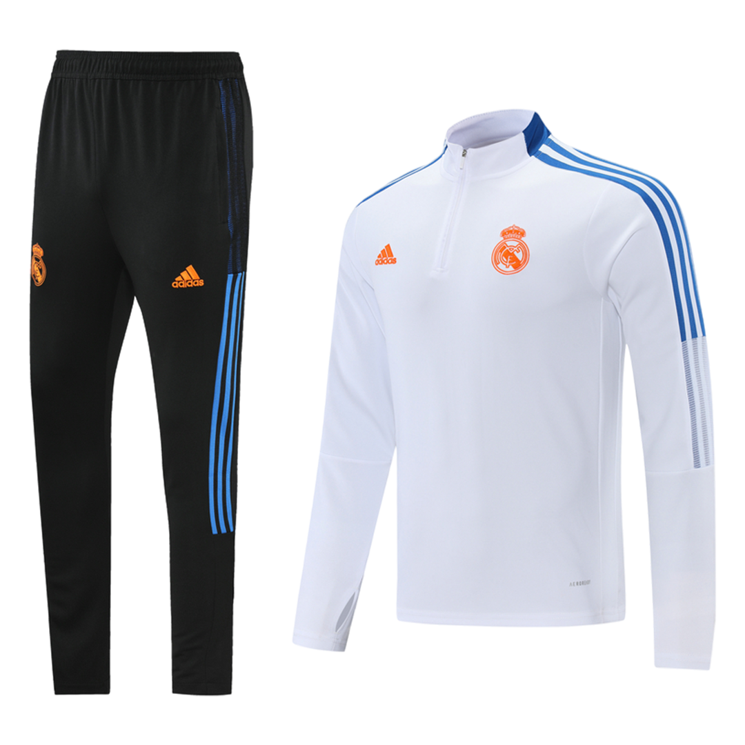 Real Madrid 1/4 Zip Tracksuit 2021/22 White Gogoalshop