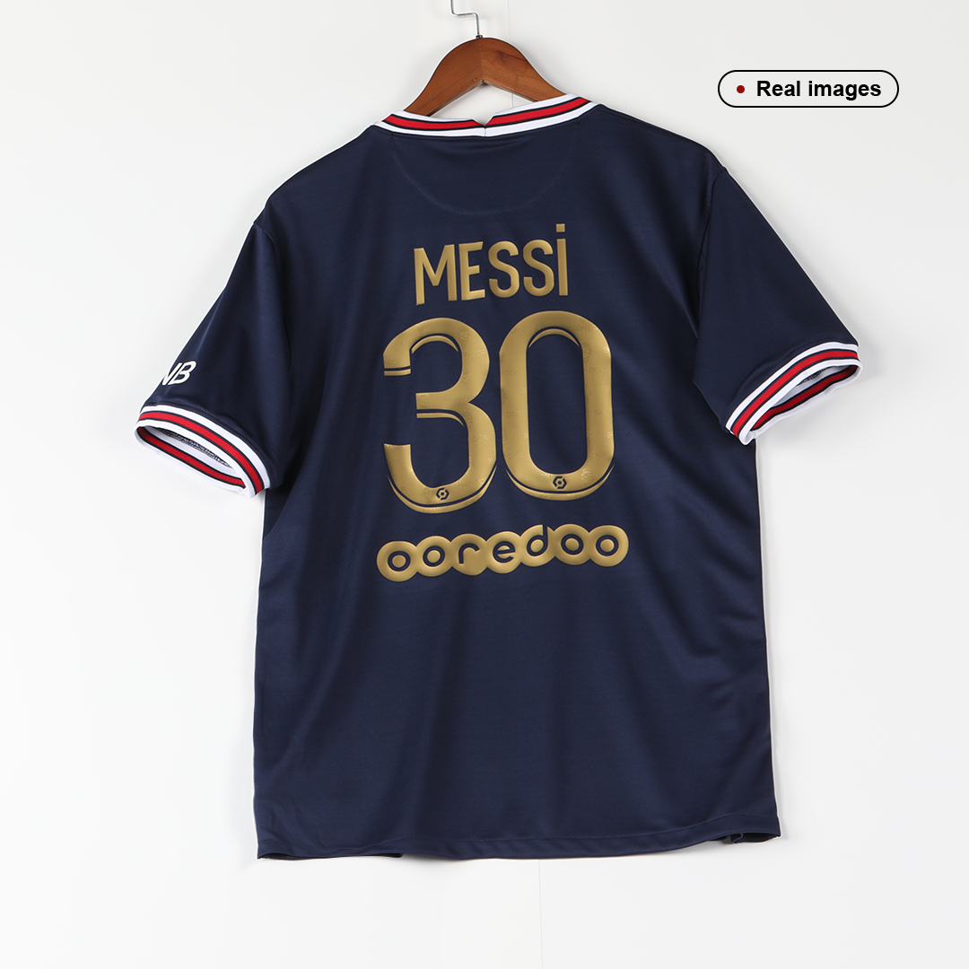 Messi #30 PSG Home Jersey 2021/22 By Jordan Ballon d'Or Special Gold Font