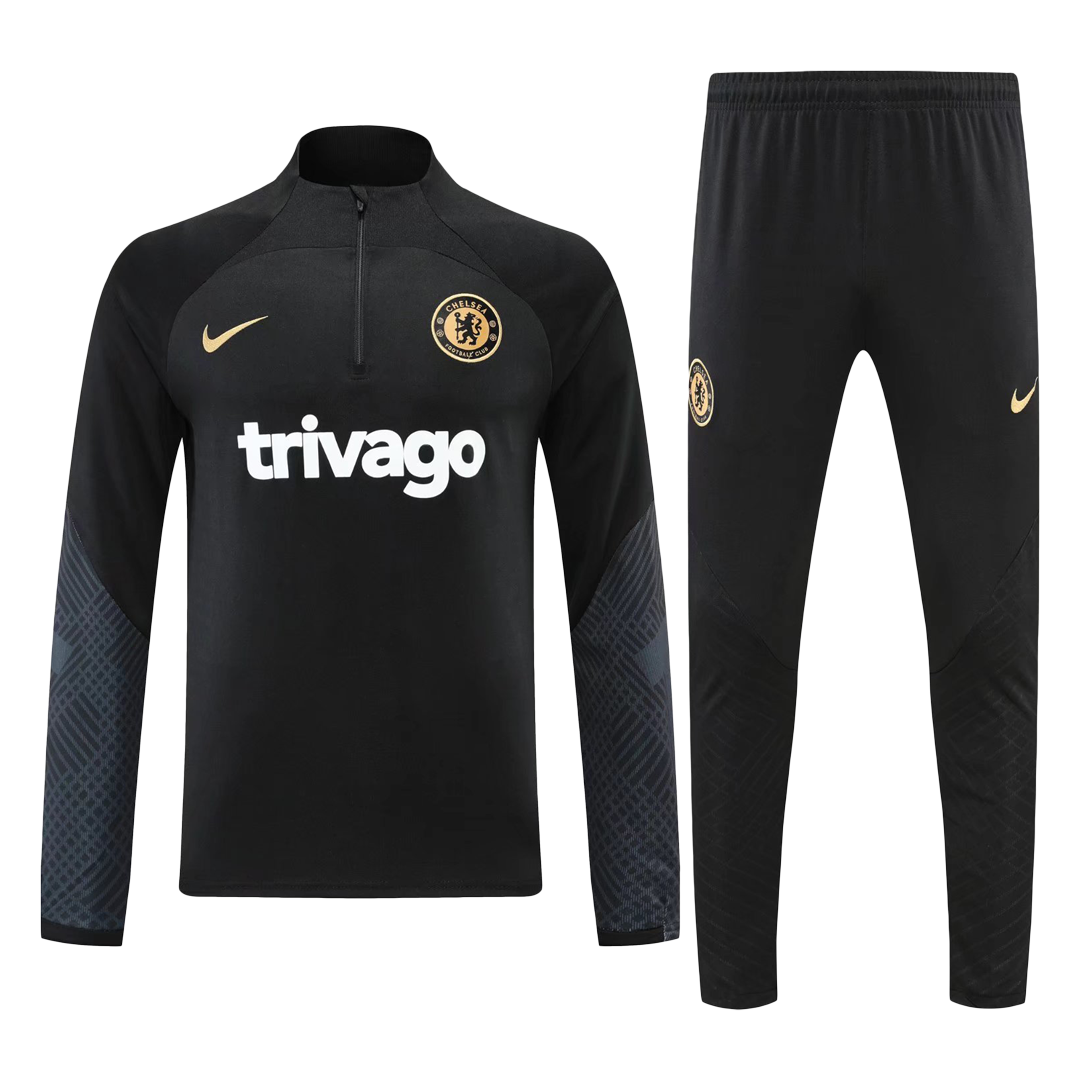 Chelsea 1 4 Zip Tracksuit 2022 23 Black Gogoalshop