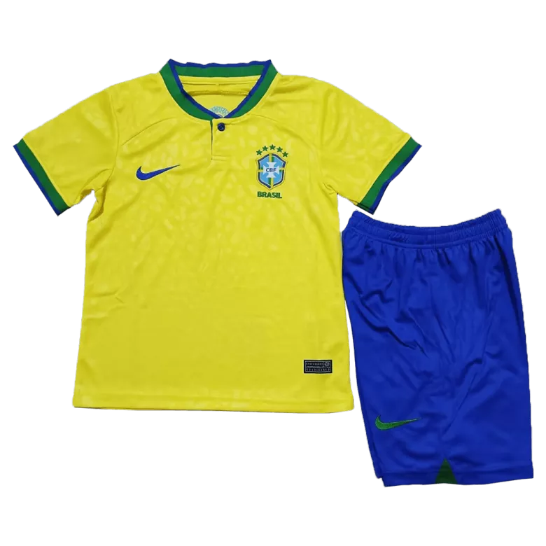 Brazil Home Kids Soccer Jerseys Kit 2022 - gogoalshop