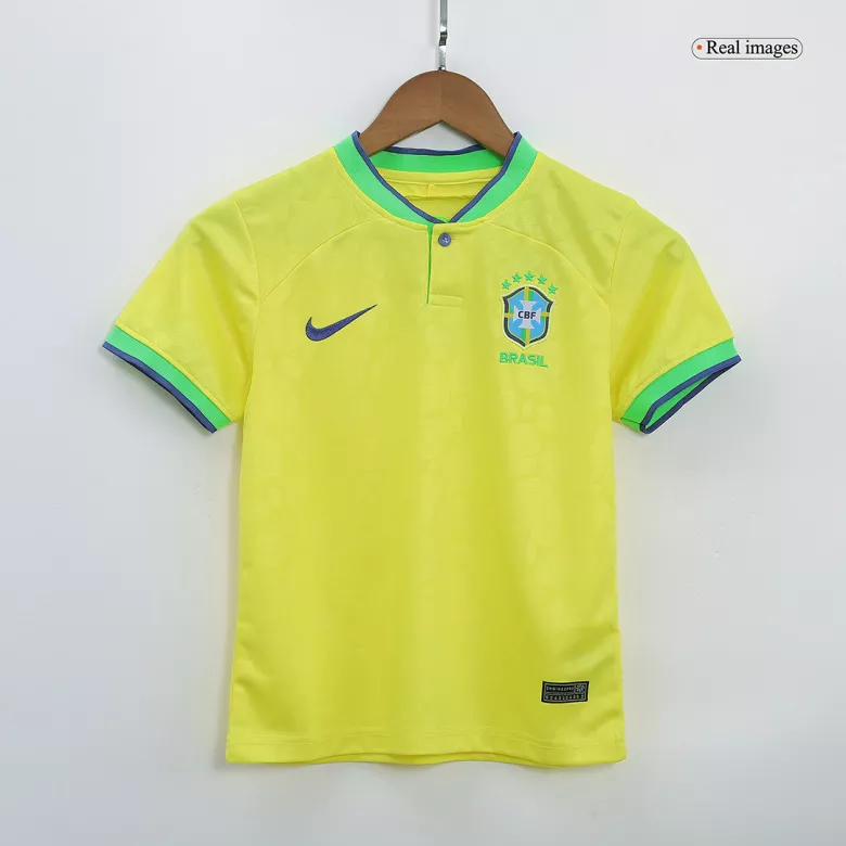 Brazil Home Kids Soccer Jerseys Kit 2022 - gogoalshop