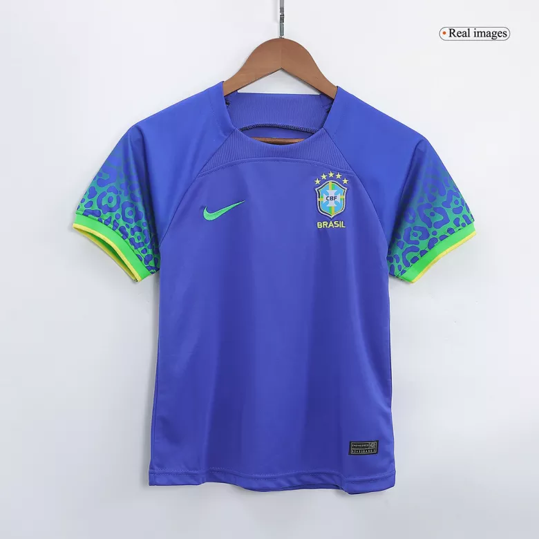 Brazil Away World Cup Kids Soccer Jerseys Kit 2022 - gogoalshop