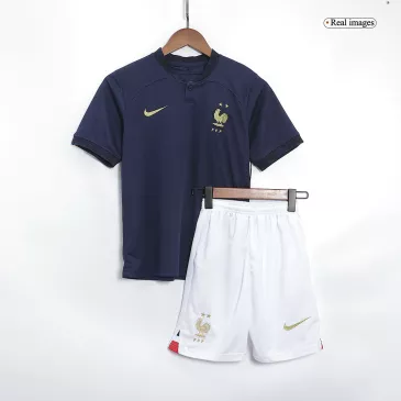 France Home World Cup Kids Jerseys Kit 2022 - gogoalshop