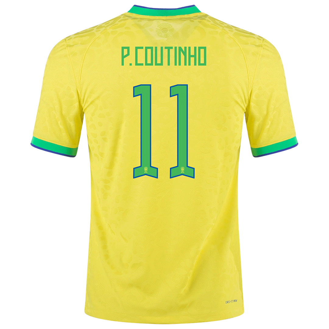 P.Coutinho #11 Brazil Home Authentic Jersey 2022 | Gogoalshop