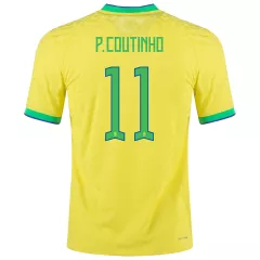 P.Coutinho #11 Brazil Home Authentic Jersey 2022 - gogoalshop
