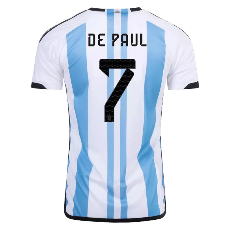 New DE PAUL #7 Argentina Three Stars Home 2022 Champion Jersey - gogoalshop