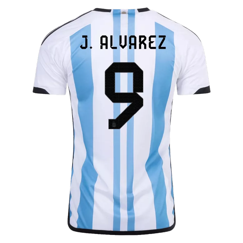 J. ALVAREZ #9 Argentina Three Stars Home Jersey 2022 - gogoalshop