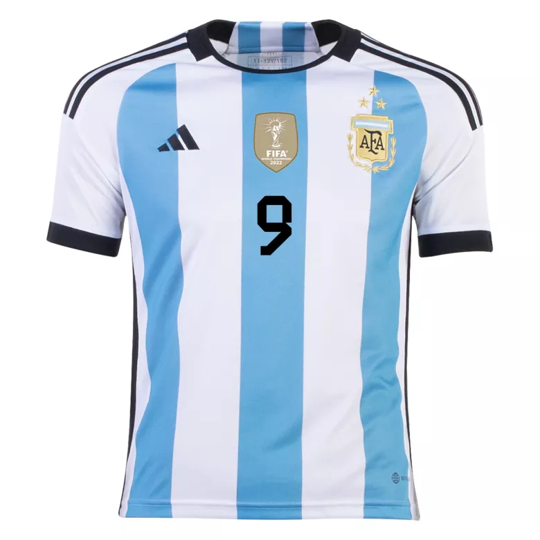 J. ALVAREZ #9 Argentina Three Stars Home Jersey 2022 - gogoalshop