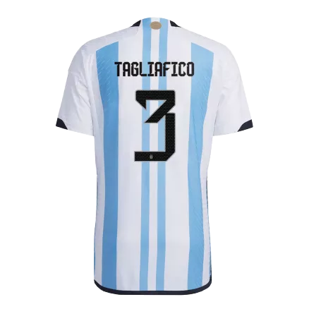 New TAGLIAFICO #3 Argentina Three Stars Home World Cup 2022 Champion Authentic Jersey - gogoalshop