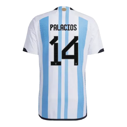 New PALACIOS #14 Argentina Three Stars Home World Cup 2022 Champion Authentic Jersey - gogoalshop