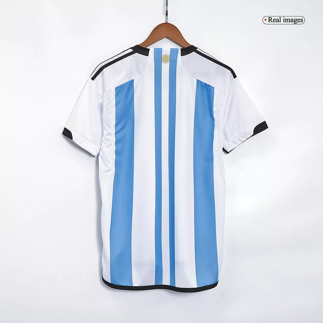 New SignMESSI #10 Argentina 3 Stars Home Soccer Champion Jersey 2022 - gogoalshop