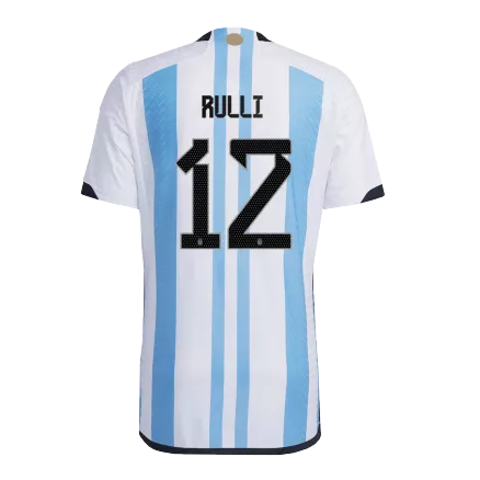 New RULLI #12 Argentina Three Stars Home World Cup 2022 Champion Authentic Jersey - gogoalshop