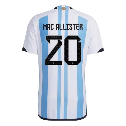 New MAC ALLISTER #20 Argentina Three Stars Home World Cup 2022 Champion Authentic Jersey - gogoalshop