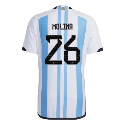 New MOLINA #26 Argentina Three Stars Home World Cup 2022 Champion Authentic Jersey - gogoalshop
