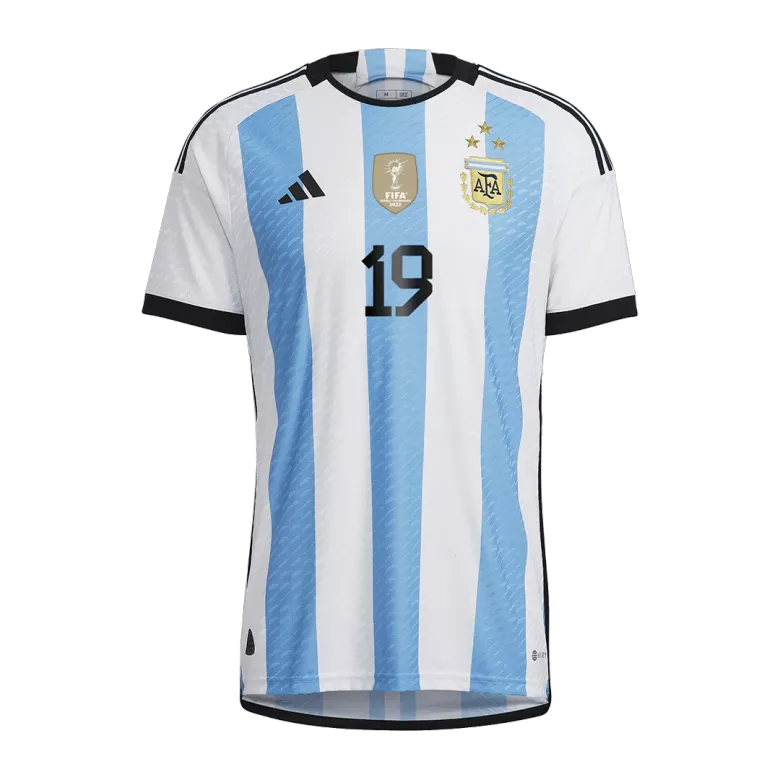 New OTAMENDI #19 Argentina Three Stars Home World Cup 2022 Champion Authentic Jersey - gogoalshop