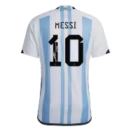 New SignMESSI #10 Argentina 3 Stars Home Soccer Champion Jersey 2022 - gogoalshop
