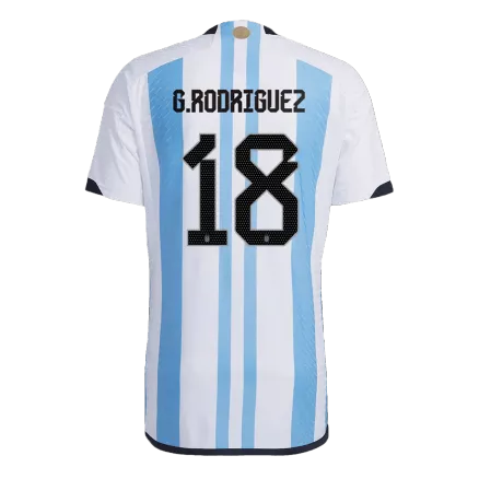 G. RODRIGUEZ #18 Argentina Three Stars Home Authentic Jersey World Cup 2022 - gogoalshop