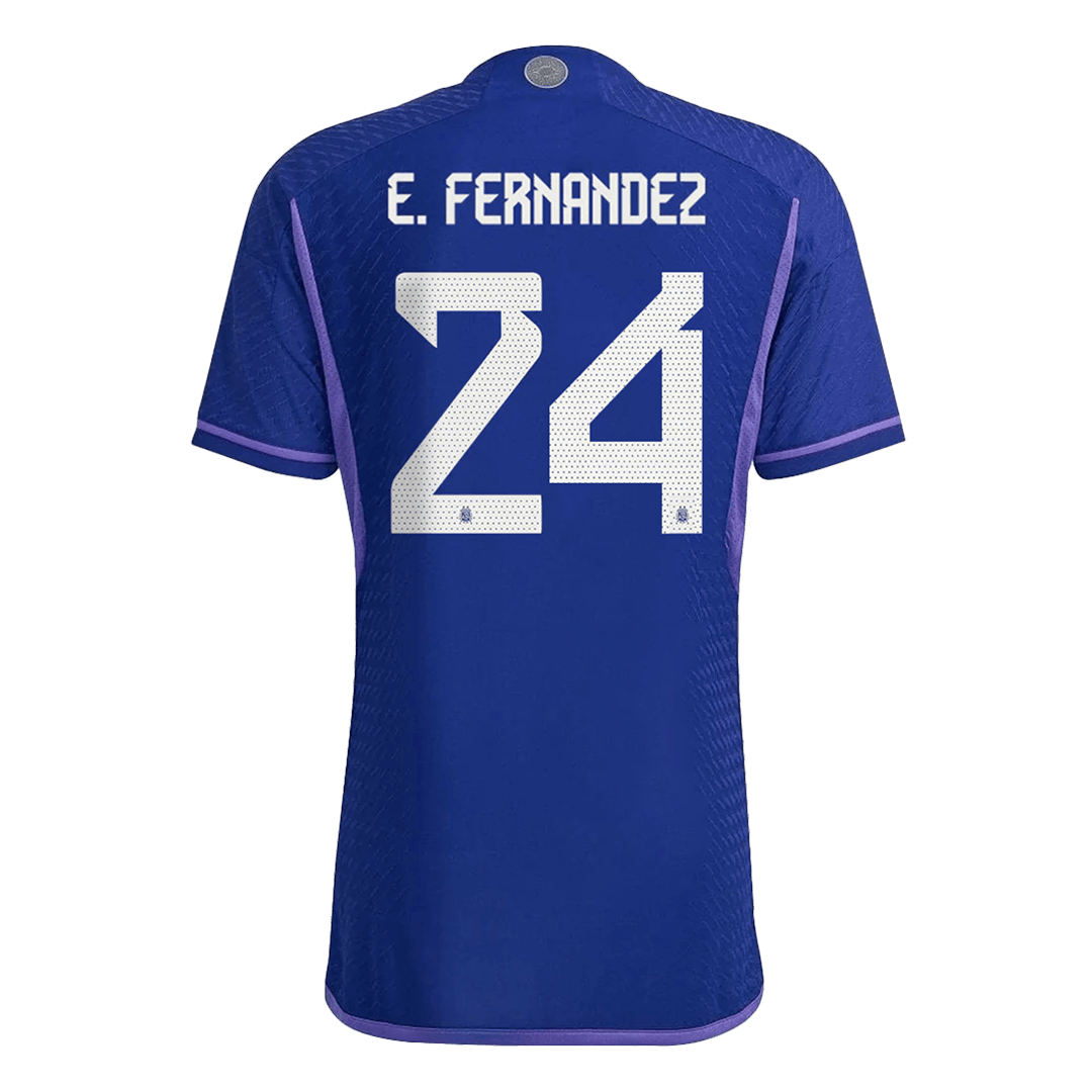 E. FERNANDEZ #24 Argentina Three Stars Away Authentic Jersey World