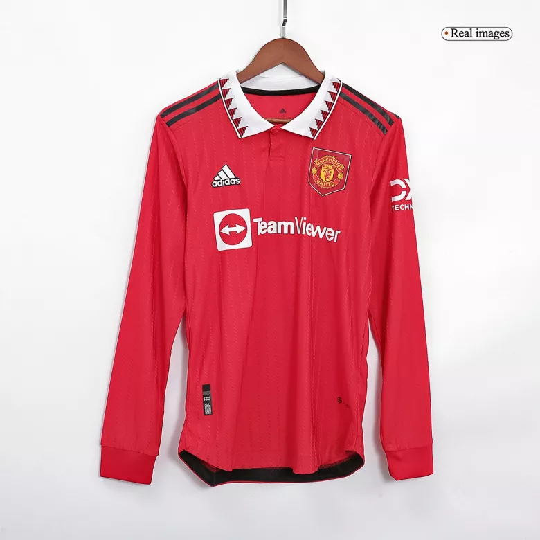 Authentic Manchester United Home Long Sleeve Soccer Jersey 2022/23 - gogoalshop