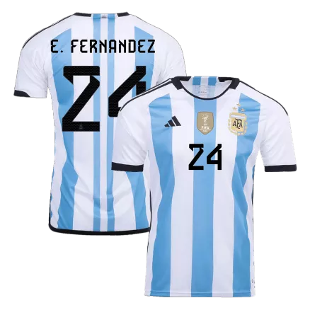 E. FERNANDEZ #24 Argentina Three Stars Home Jersey 2022 - gogoalshop