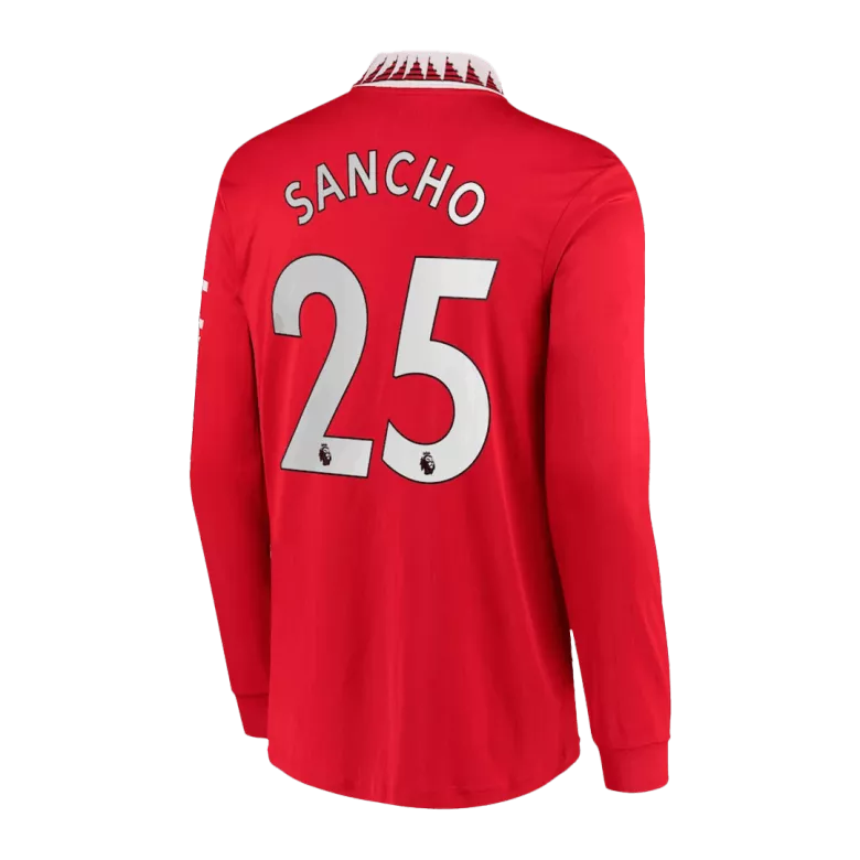 SANCHO #25 Manchester United Home Long Sleeve Soccer Jersey 2022/23 - gogoalshop