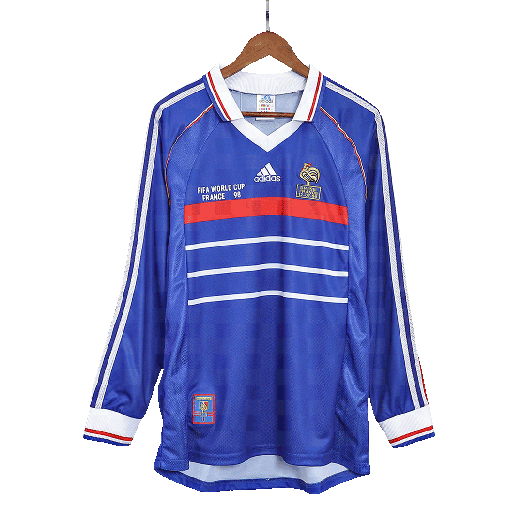 Vintage Soccer Jersey France Home Long Sleeve 1998 | Gogoalshop