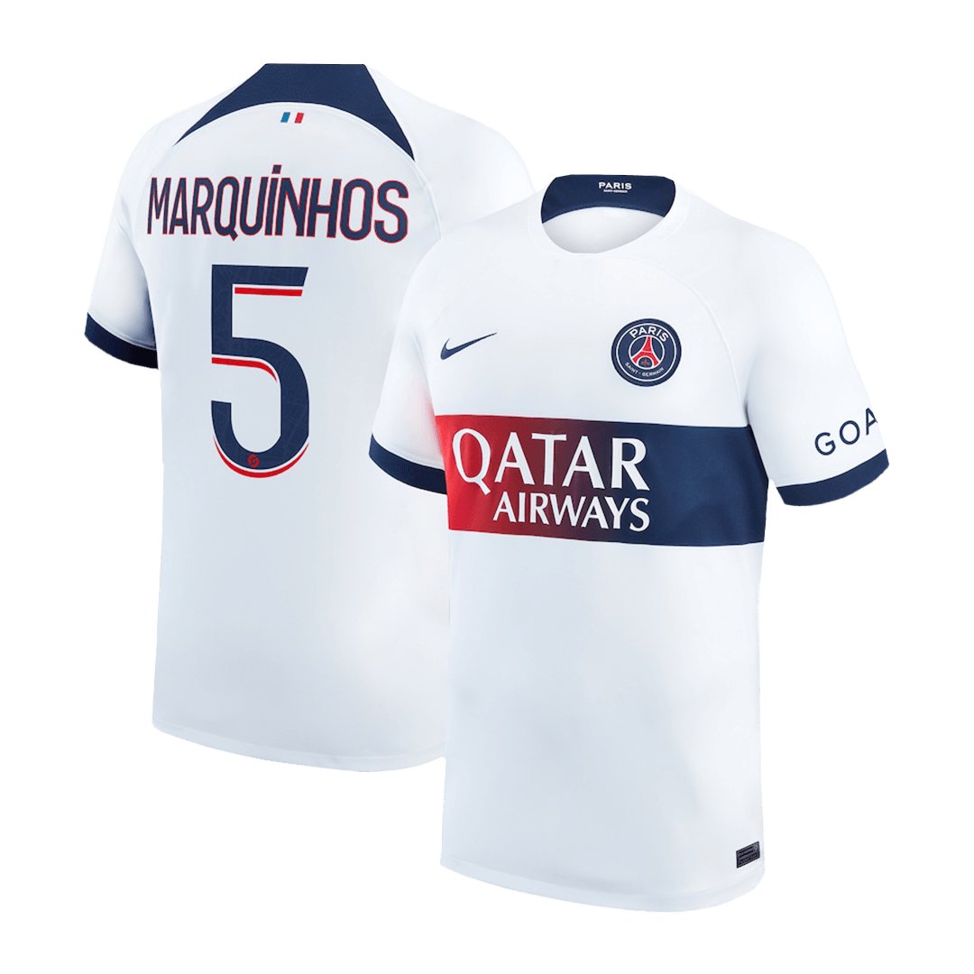 Grossiste Maillot PSG (MARQUINHOS #5) Enfants 2023/2024 Exterieur Pas Chere