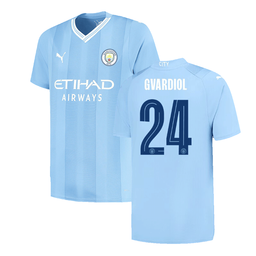 GVARDIOL #24 Manchester City Home Soccer Jersey 2023/24 -UCL - gogoalshop