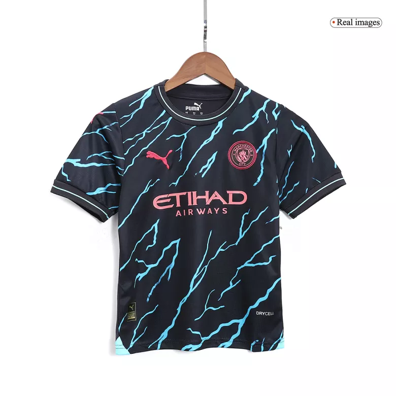 Manchester City Third Away Kids Soccer Jerseys Kit 2023/24 - gogoalshop