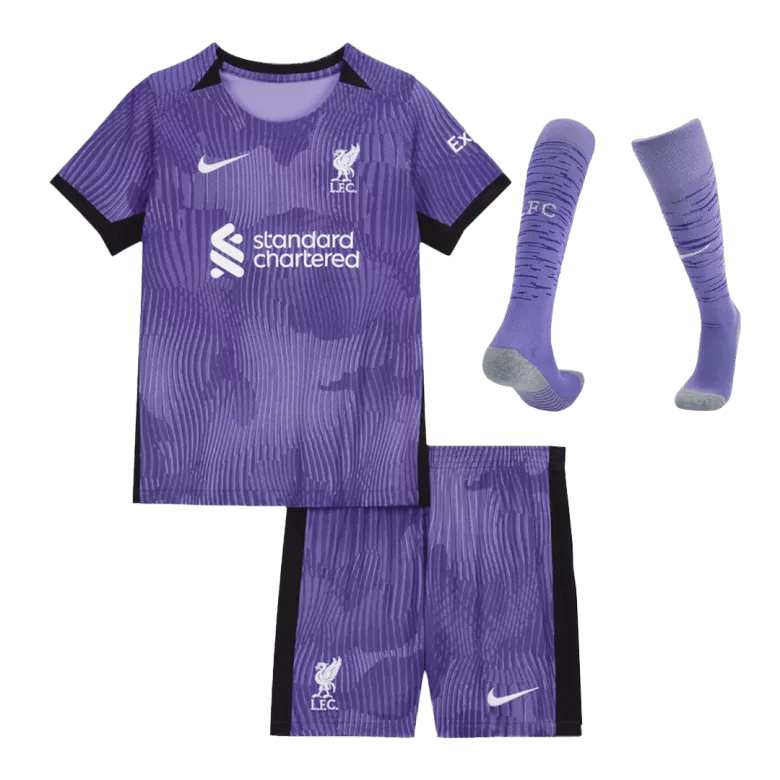 Liverpool Third Away Kids Soccer Jerseys Full Kit 2023/24 - gogoalshop