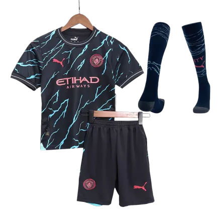 Manchester City Third Away Kids Soccer Jerseys Full Kit 2023/24 - gogoalshop